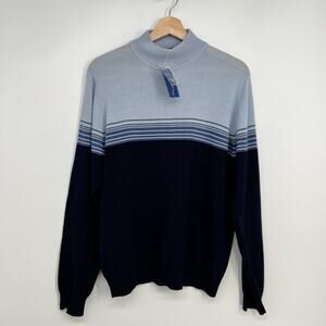 Charter Club Classics Merino Wool Mock Neck Sweater Womens L New FLAW READ Blue